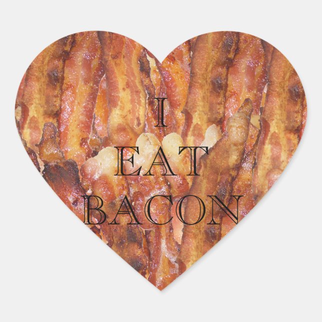 Sticker Cœur Je mange du texte Bacon avec Arrière - plan (Devant)