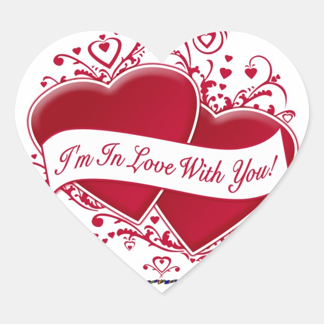 Sticker Cœur Je suis amoureux de toi ! Cœurs rouges (Devant)