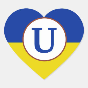 Sticker Cœur Je suis avec l'Ukraine drapeau bleu jaune monogram