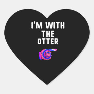 Sticker Cœur Je suis avec Otter Tie Dye Halloween jumelé couple