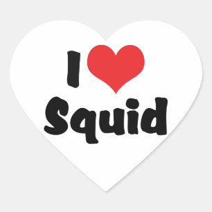 Sticker Cœur Je t'aime Calamar de cœur