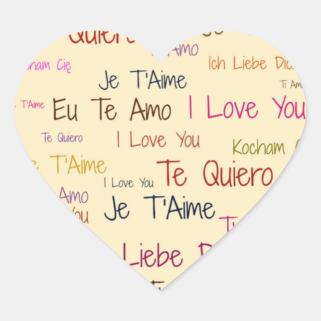 Sticker Cœur Je t'aime dans différentes langues (Devant)