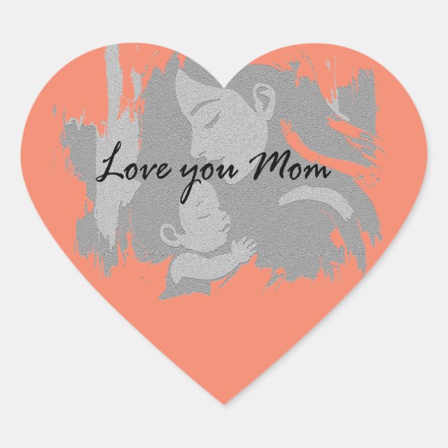 Sticker Cœur Je t'aime maman (Devant)