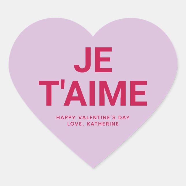 Sticker Cœur Je t'aime mignon conversation personnalisée de la  (Devant)