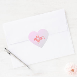 Sticker Cœur Je t'aime mot croisé, Saint Valentin, Coeur, texte