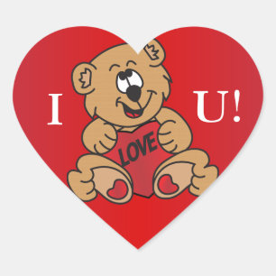 Sticker Cœur Je t'aime ours de Valentine