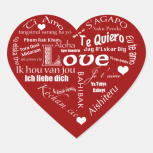 Sticker Cœur Je t'aime-plusieurs langues+coeurs