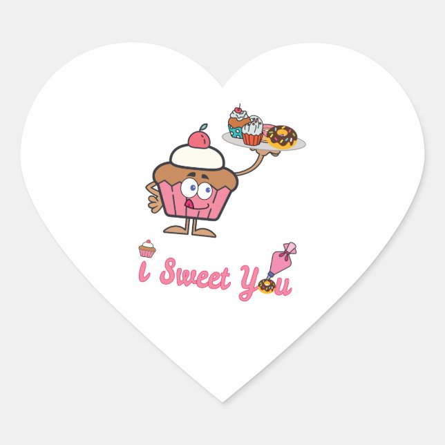 Sticker Cœur Je te suce avec un gâteau (Devant)