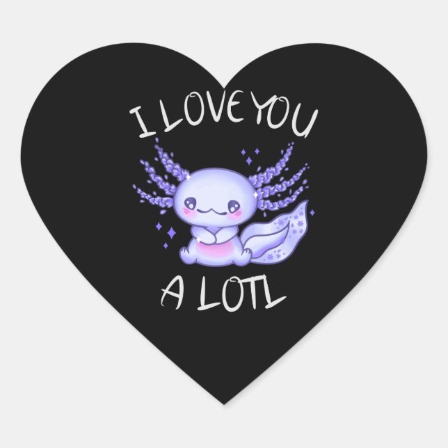 Sticker Cœur Je vous aime beaucoup Axolotl en amour Faux Canvas (Devant)