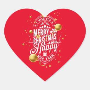 Sticker Cœur Je vous souhaite un très joyeux Noël et une bonne 