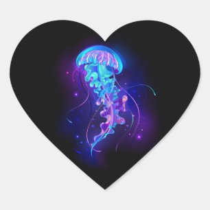 Sticker Cœur Jellyfish éclatante couleur