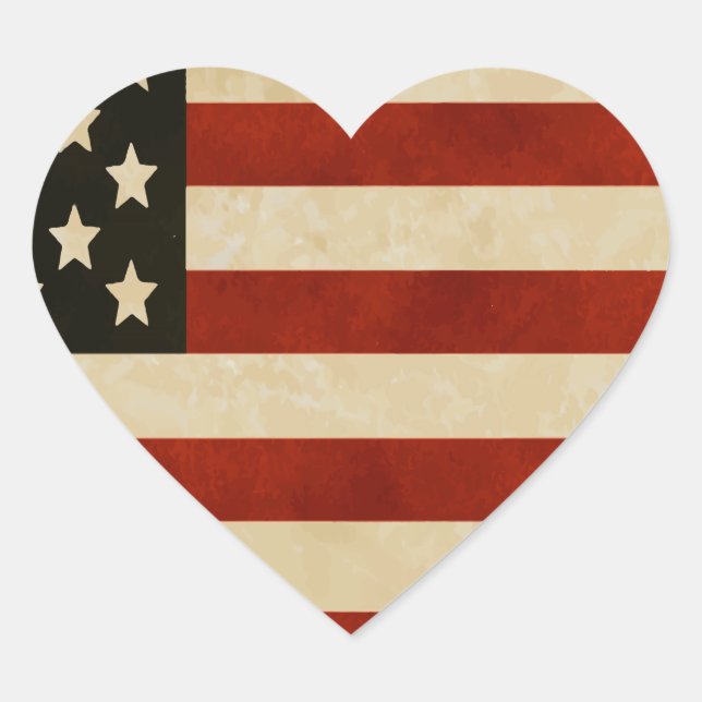 Sticker Cœur J'entends le drapeau américain (Devant)