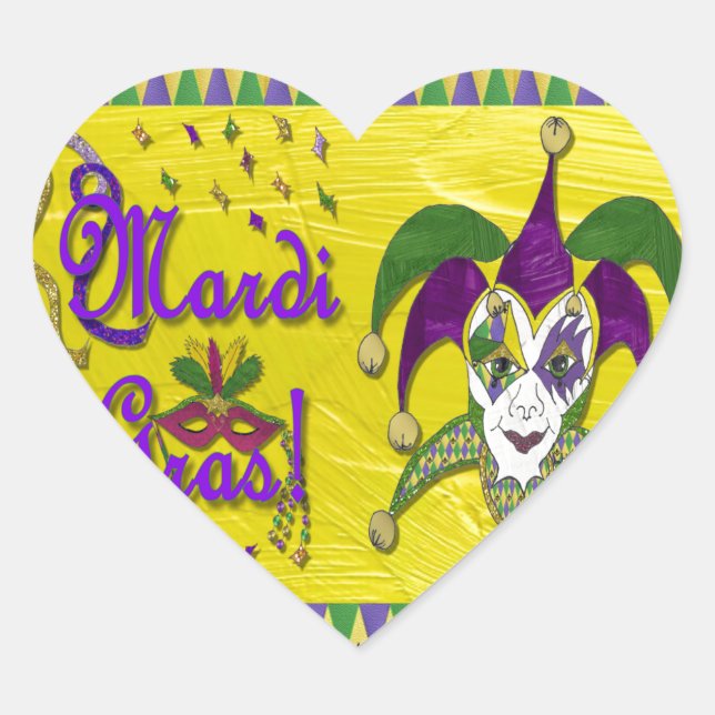 Sticker Cœur Jester Mask Mardi Gras Arlequin (Devant)