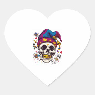 Sticker Cœur Jester Trickster Skull