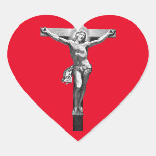 Sticker Cœur Jésus Christ Croix foi chrétienne Bible ART