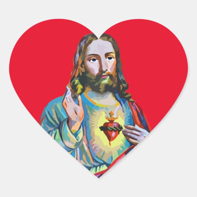 Sticker Cœur Jésus Christ Seigneur Sauveur Art abstrait origina (Devant)