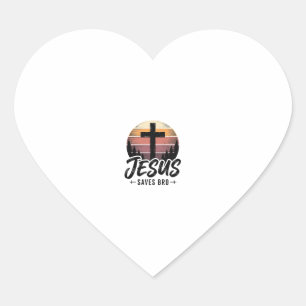 Sticker Cœur Jesus Sauve Frère Vintage Chemise Croix Chrétienne