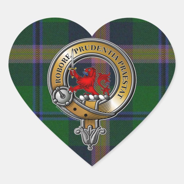Sticker Cœur Jeune Tartan & Badge (Devant)
