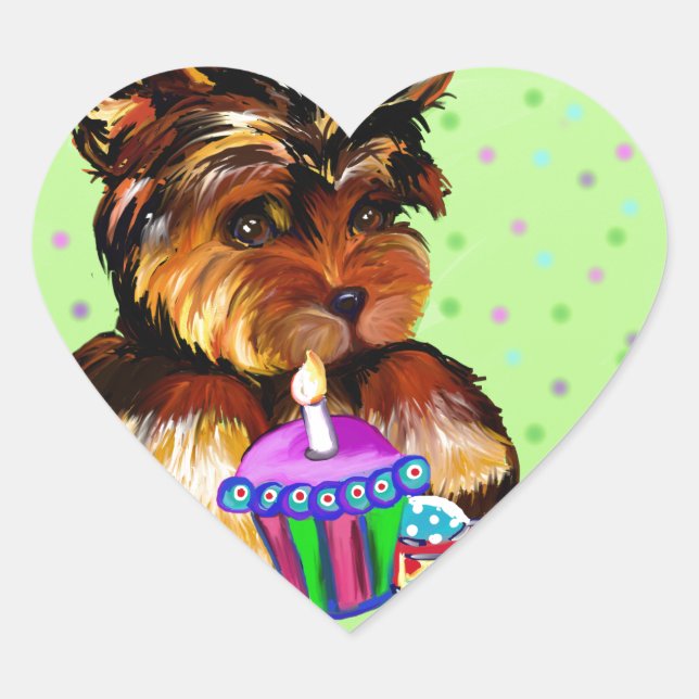 STICKER CŒUR JEUX ANNIVERSAIRE YORKIE POO (Devant)
