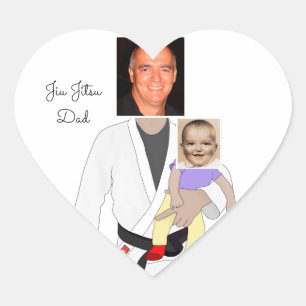 Sticker Cœur Jiu Jitsu Dad Custom Photos and Handwritten Text