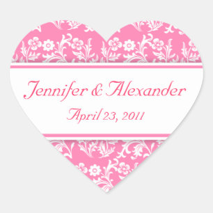 Sticker Cœur Joints roses de faire-part de mariage de coeur de