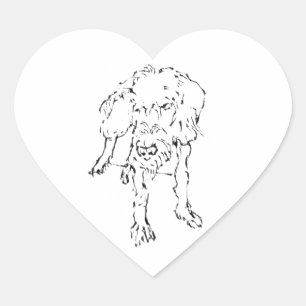 Sticker Cœur Joli chien teckel à poil dur