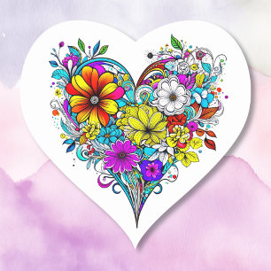 Sticker Cœur Joli coeur floral   Saint-Valentin