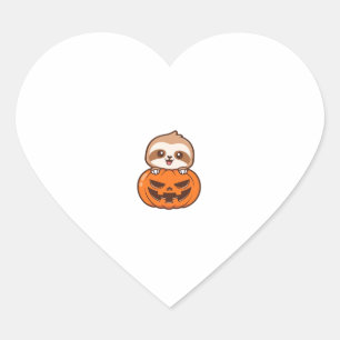 Sticker Cœur Joli fentes avec Citrouille Halloween Dessin Vecto