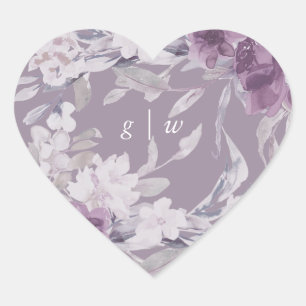 Sticker Cœur Joli Mariage de Monogramme Floral Botanique