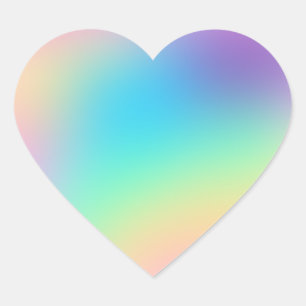 Sticker Cœur Joli Pastel Rainbow Mariage dégradé