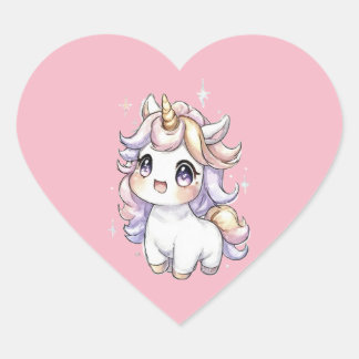 Sticker Cœur Joli Petit Licorne