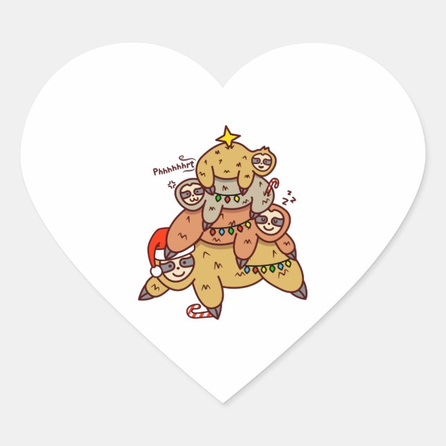 Sticker Cœur Joli sapin de Noël Sloth Lover Pajama (Devant)