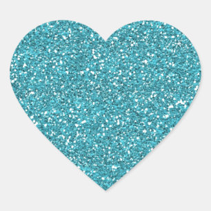 Sticker Cœur Jolie Aqua Blue Parties scintillant étincelante