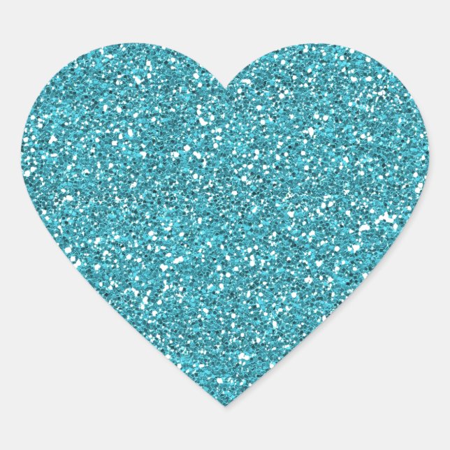 Sticker Cœur Jolie Aqua Blue Parties scintillant étincelante (Devant)