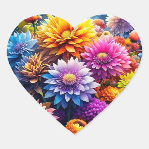 Sticker Cœur Jolie aquarelle colorée Ai Fleurs d'Art