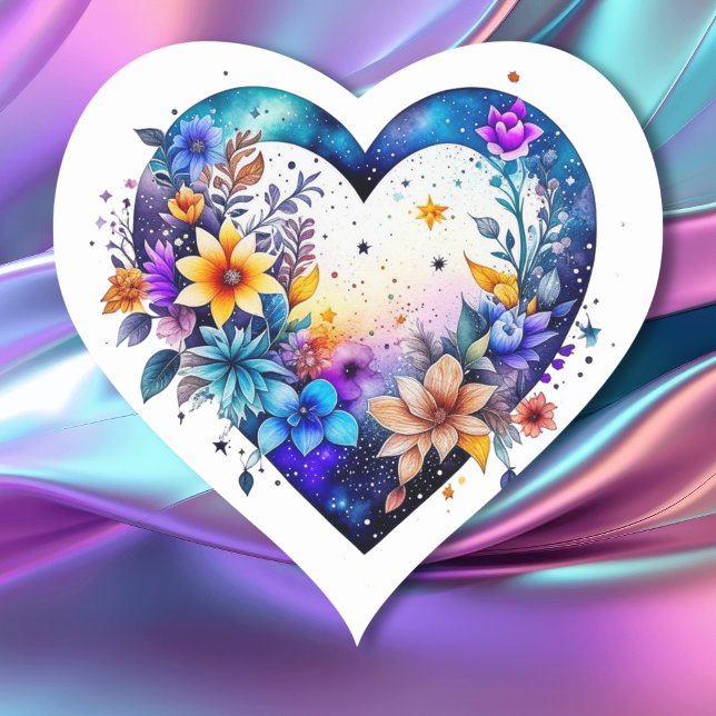 Sticker Cœur Jolie aquarelle Floral Heart (Créateur téléchargé)