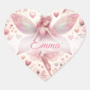 Sticker Cœur Jolie Fée Rose