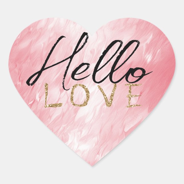 Sticker Cœur Jolie fille rose or Parties scintillant amour (Devant)