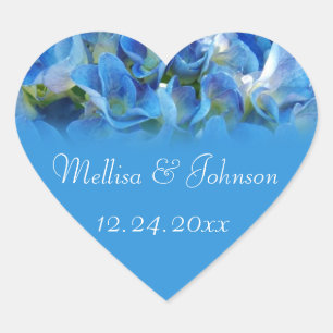 Sticker Cœur jolie hydrangea bleue mariée et marié mariage