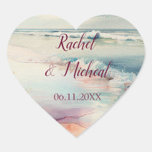 Sticker Cœur Jolie plage Mariage
