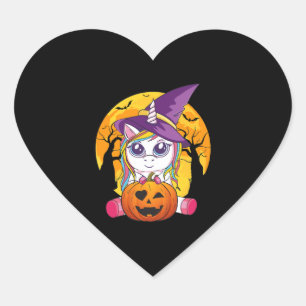 Sticker Cœur Jolie Unicorn Halloween sorcière femmes bébé