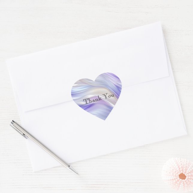 Sticker Cœur Jolis Tourbillons Blancs Bleus Violets Perle (Enveloppe)