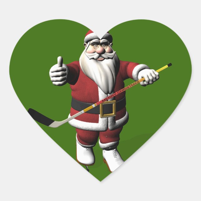 Sticker Cœur Joueur de hockey sur glace du Père Noël (Devant)