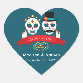 Sticker Cœur Jour de la mort crâne de sucre Mariage gothique