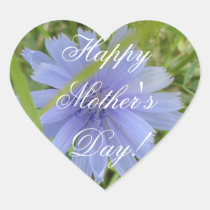 Sticker Cœur Joyeuse Fête des Mères Élégante Fleur violette Flo