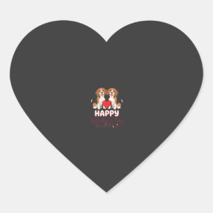 Sticker Cœur Joyeuse Saint-Valentin Couple de Beagles