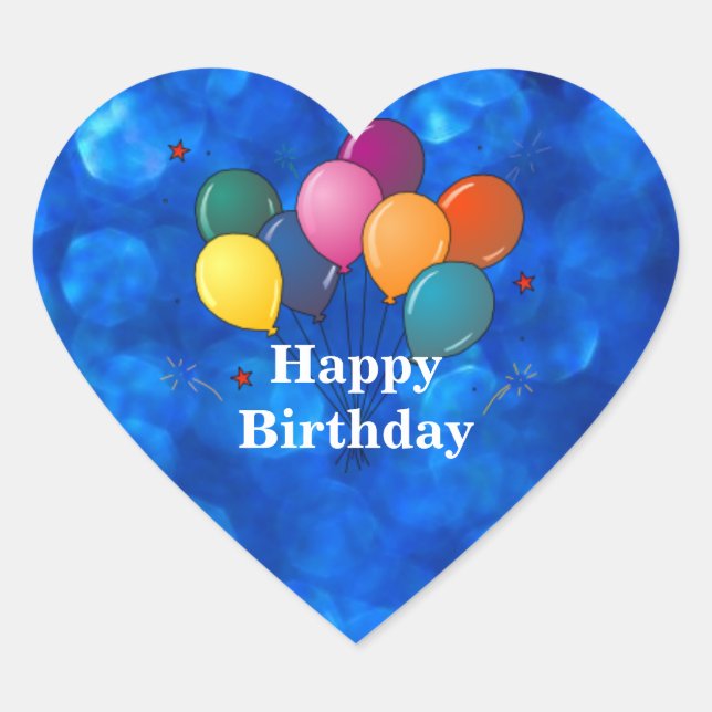 Sticker Cœur "Joyeux anniversaire", Ballons de fête (Devant)