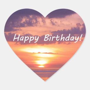 Sticker Cœur Joyeux anniversaire Florida Beach Sunset