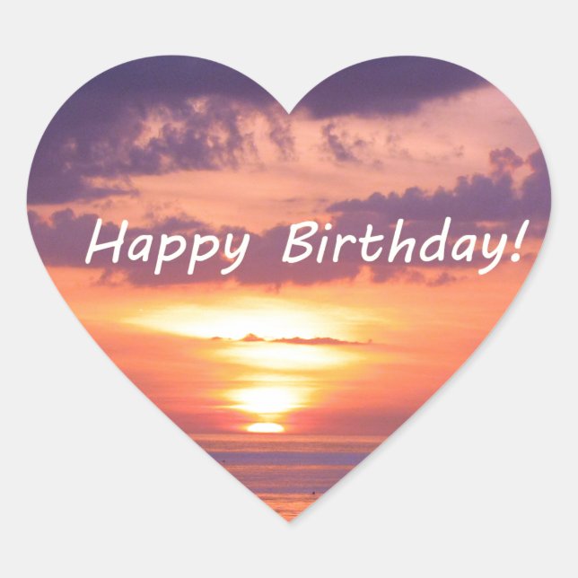 Sticker Cœur Joyeux anniversaire Florida Beach Sunset (Devant)