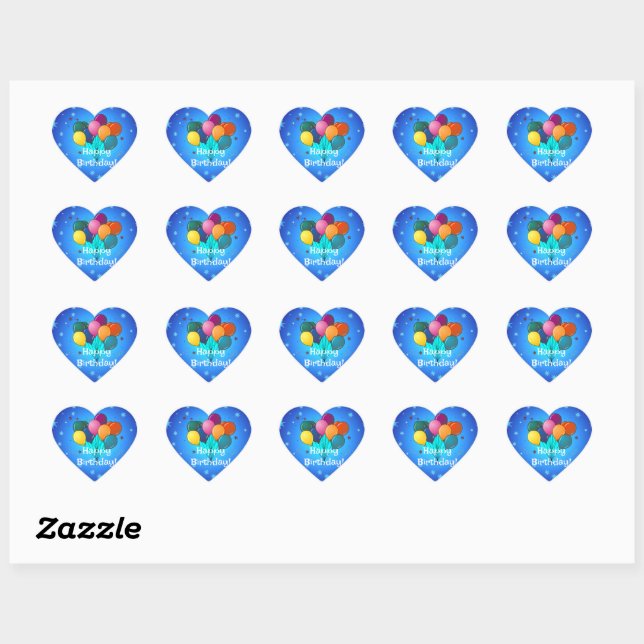 Sticker Cœur Joyeux anniversaire...l'heure de la fête ! (Feuille)